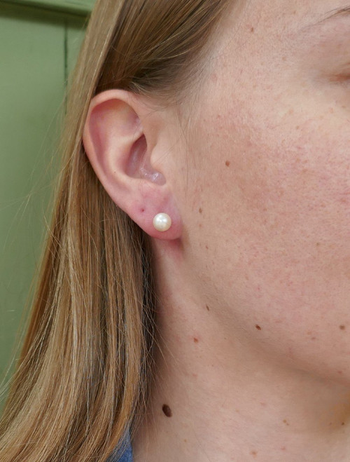 Paire De Boucles d'Oreilles Perles De Culture, 6,90 Mm.