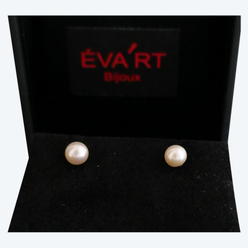 Paire De Boucles d'Oreilles Perles De Culture, 6,90 Mm.