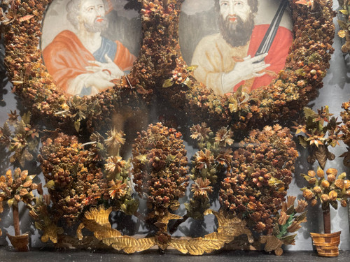 Opera devozionale in intarsio di paglia - XVIII secolo