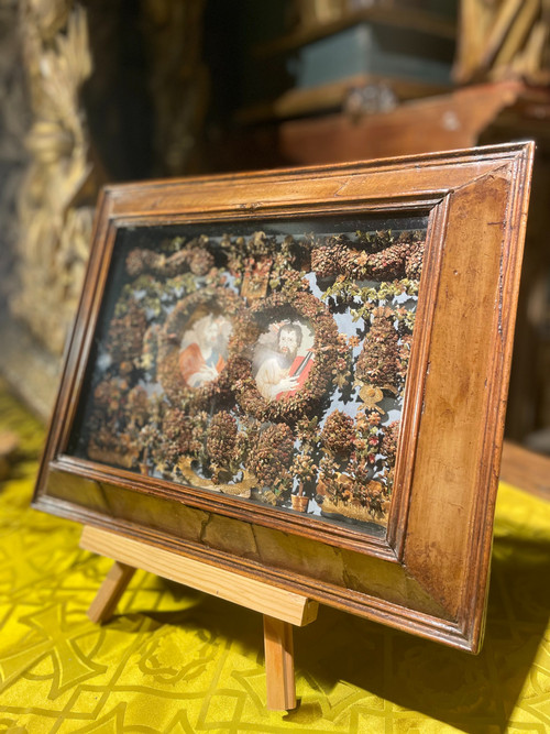 Opera devozionale in intarsio di paglia - XVIII secolo