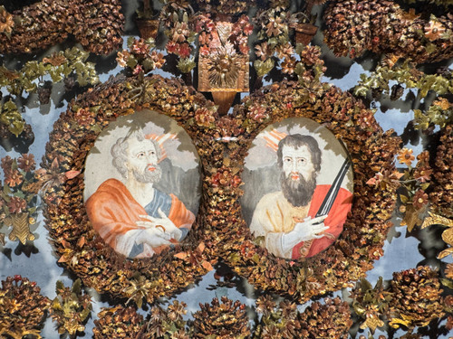 Opera devozionale in intarsio di paglia - XVIII secolo