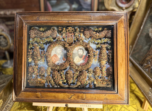 Opera devozionale in intarsio di paglia - XVIII secolo