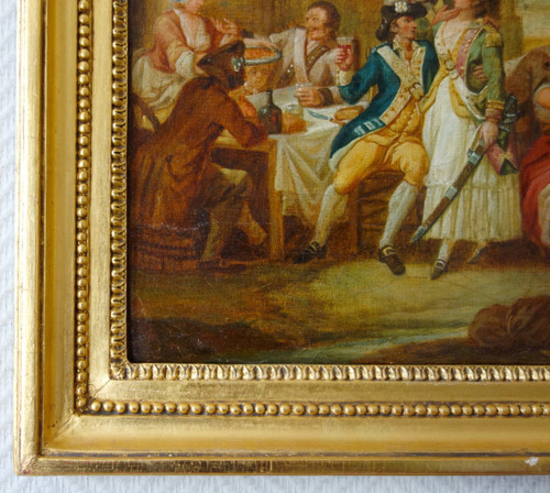 18th Century French School, Fanchon Dressed as the King's Dragon with Soldiers at the Inn