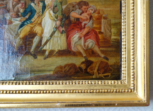 18th Century French School, Fanchon Dressed as the King's Dragon with Soldiers at the Inn