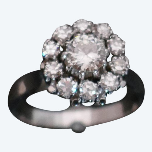 Anello Marguerite, 1 carato di diamanti, oro bianco 18 carati.