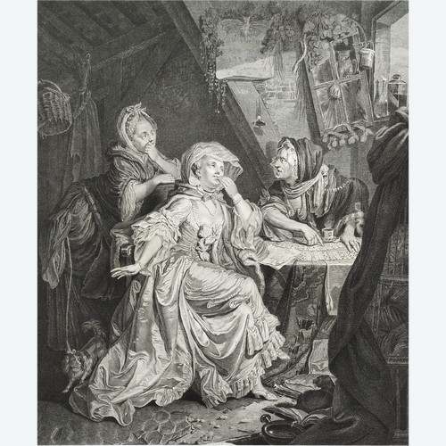 Scène De Genre Gravure 18ème Par Halbou d'Après Schenau 
