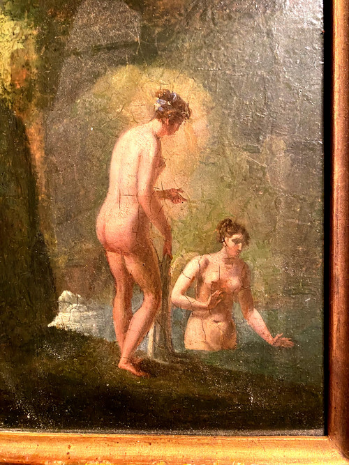 The Bathers Oil/wood follower of Jacques Antoine Vallin 18th century