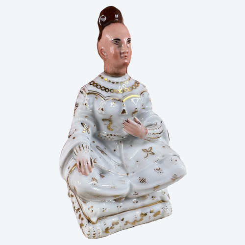Figurina di bottiglia di profumo o sale con decorazione cinese in porcellana di Parigi