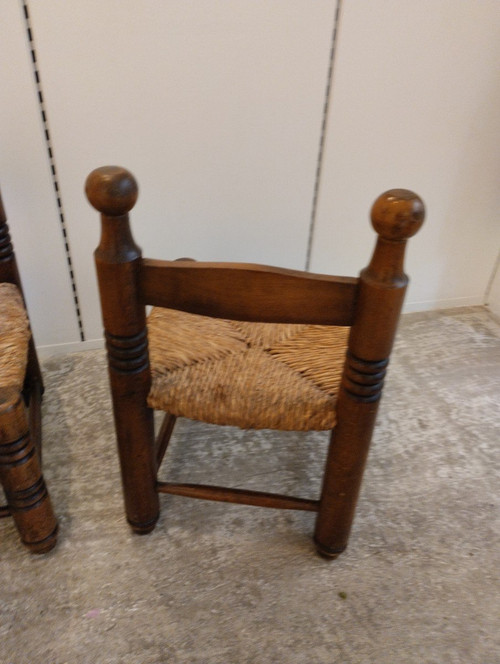 Pair Of Chairs - Brutalist - Dlg By Charles Dudouyt - C. 1940.