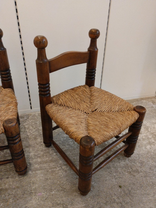 Pair Of Chairs - Brutalist - Dlg By Charles Dudouyt - C. 1940.