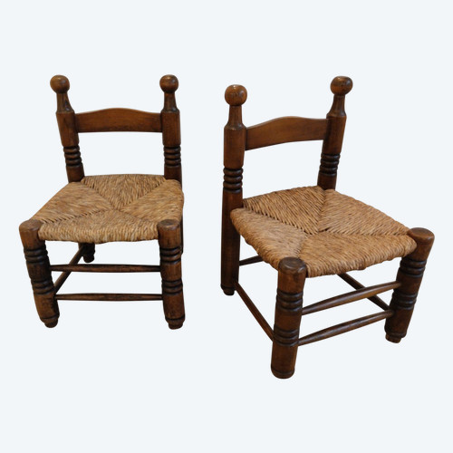 Pair Of Chairs - Brutalist - Dlg By Charles Dudouyt - C. 1940.
