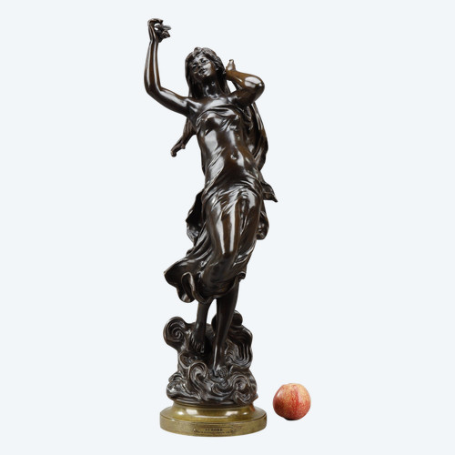 "L'AURORE" (DAWN): SHADED BROWN-RED PATINA BRONZE PROOF, AFTER HIPPOLYTE MOREAU