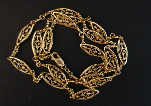 Collier Maille Filigrane En Or Jaune 18 Carats.