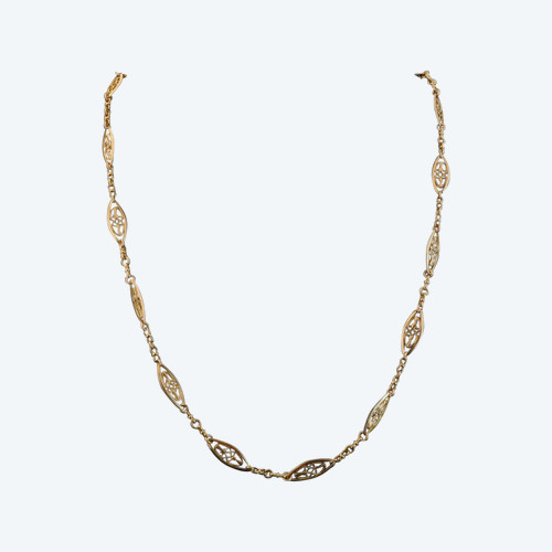 Collier Maille Filigrane En Or Jaune 18 Carats.