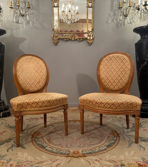 Georges Jacob, Suite Of Two Louis XVI Period Chairs Stamped 18th Century