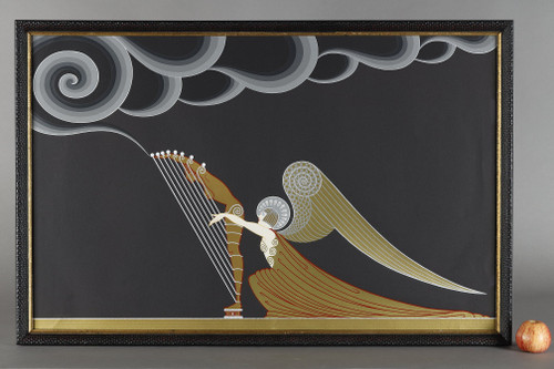 L'ANGE À LA HARPE, COLOR LITHOGRAPH BY ERTÉ (1892-1990).