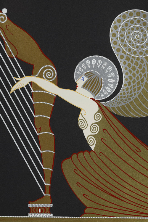 L'ANGE À LA HARPE, COLOR LITHOGRAPH BY ERTÉ (1892-1990).