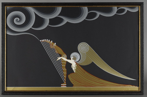 L'ANGE À LA HARPE, COLOR LITHOGRAPH BY ERTÉ (1892-1990).