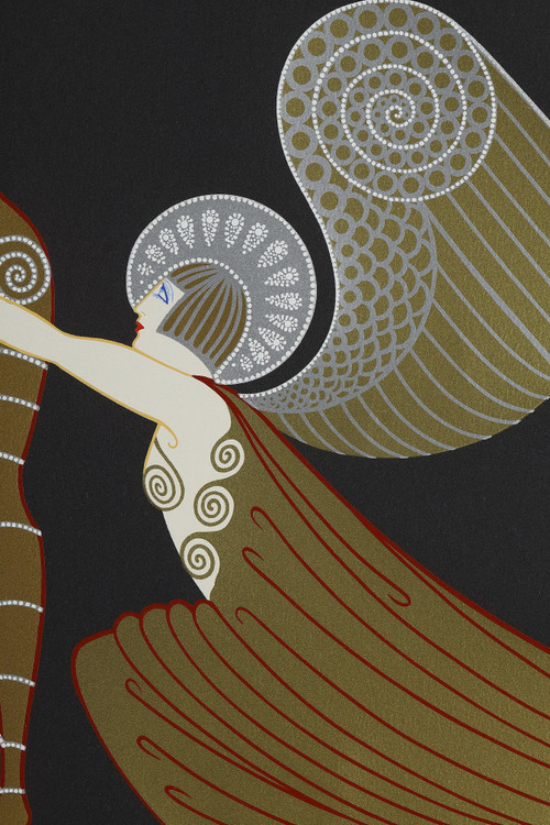 L'ANGE À LA HARPE, COLOR LITHOGRAPH BY ERTÉ (1892-1990).