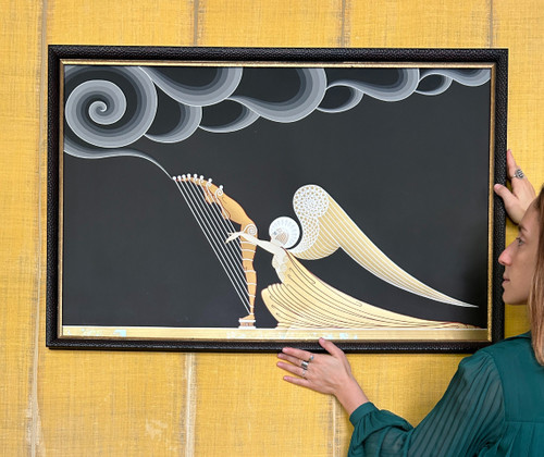 L'ANGE À LA HARPE, COLOR LITHOGRAPH BY ERTÉ (1892-1990).