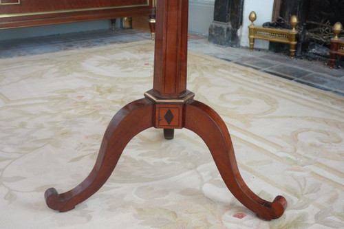 Table à jeu guéridon octogonal d'époque Directoire en acajou et ébène, fin XVIIIe siècle