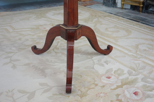 Table à jeu guéridon octogonal d'époque Directoire en acajou et ébène, fin XVIIIe siècle