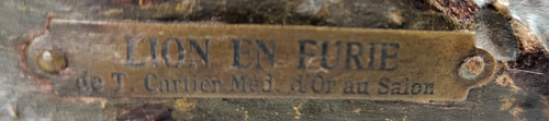 Terrakotta-Skulptur „Löwe im Zorn“ – Thomas Cartier (1879-1943)