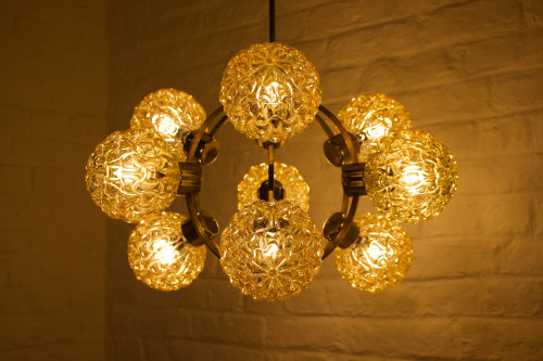 Lustre à globes ambrés style H. Tynell