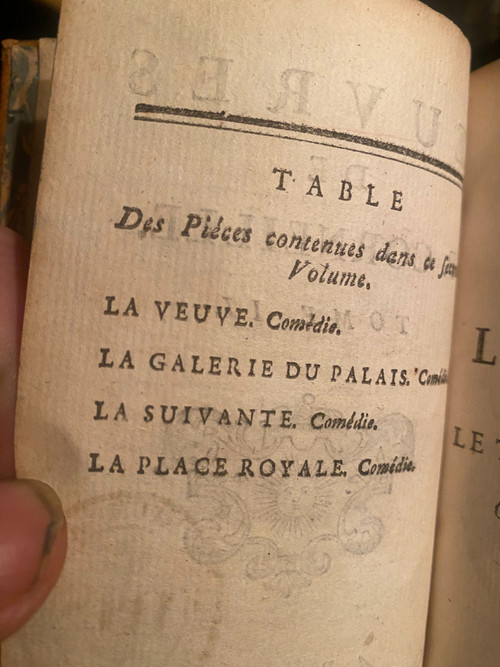  Rare complete set of 10 beautiful volumes with baroque bindings Works by P. Corneille. In Paris at Savoye 1758
