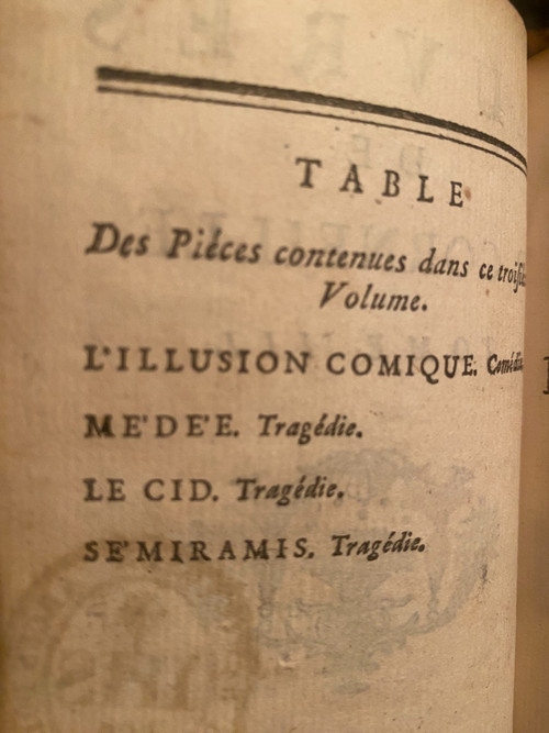  Rare complete set of 10 beautiful volumes with baroque bindings Works by P. Corneille. In Paris at Savoye 1758