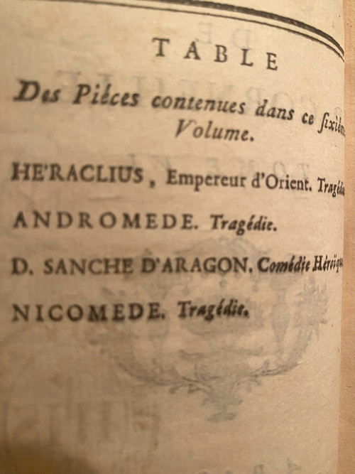  Rare complete set of 10 beautiful volumes with baroque bindings Works by P. Corneille. In Paris at Savoye 1758