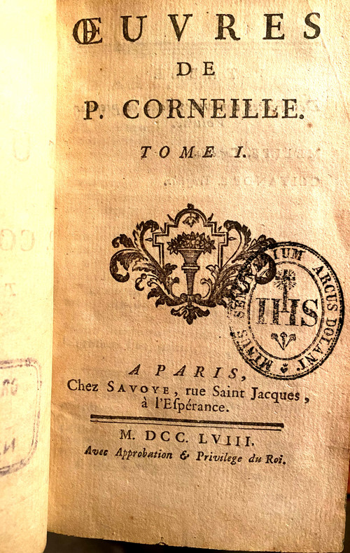  Rare complete set of 10 beautiful volumes with baroque bindings Works by P. Corneille. In Paris at Savoye 1758
