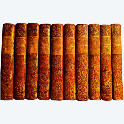  Rare complete set of 10 beautiful volumes with baroque bindings Works by P. Corneille. In Paris at Savoye 1758