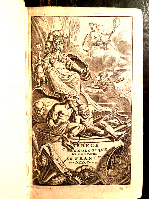 Chronological summary of the History of France by François de Mézeray, in 5 beautiful volumes in vellum from the time in Amsterdam Henri Schelte 1701