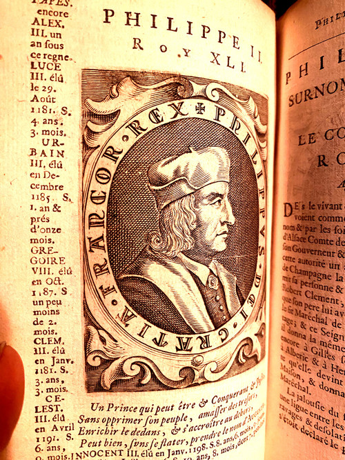 Chronological summary of the History of France by François de Mézeray, in 5 beautiful volumes in vellum from the time in Amsterdam Henri Schelte 1701