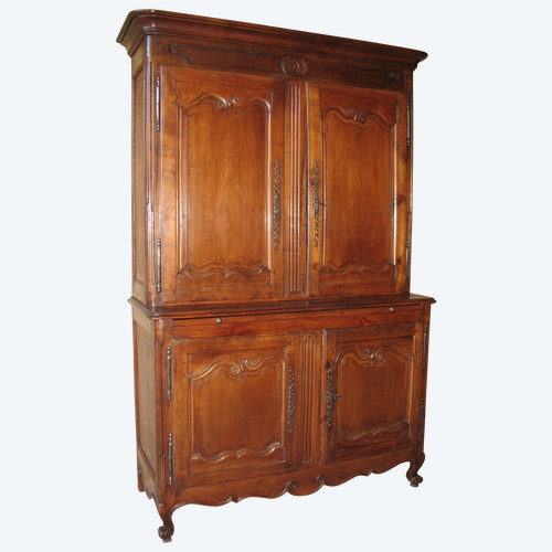 Credenza Charentes a due corpi in ciliegio massiccio, fine XVIII secolo, stile Luigi XV