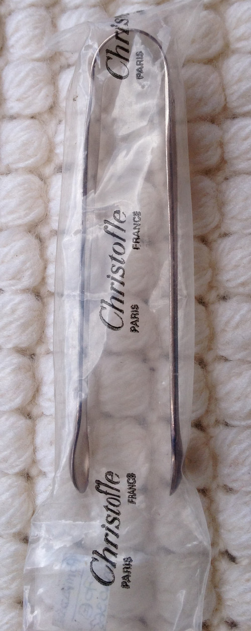 Pretty sugar tongs in silver metal model Pompadour goldsmith Christofle (new in closed blister)
