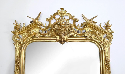 Important Miroir Louis XV en bois doré – Début XIXe