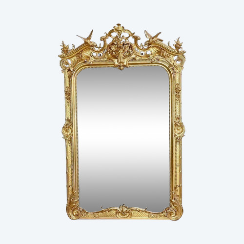 Important Miroir Louis XV en bois doré – Début XIXe