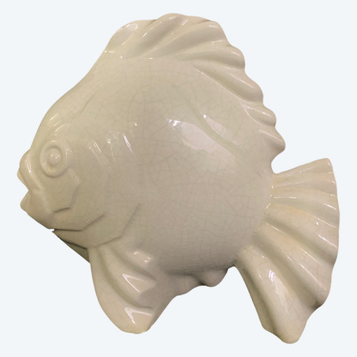 Geo Condé, poisson Art Déco en céramique craquelé.