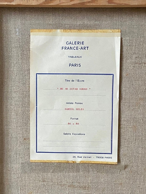 Daniel Gelis (né En 1942), Tableau Années 1970 "nu Au Divan Rouge".