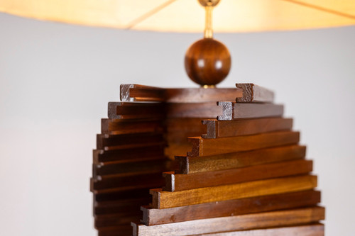 Base lampada scultorea in legno. Anni '80