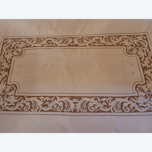 Service de table ( nappe et ses 10 serviettes) broderie Richelieu, époque vers 1900