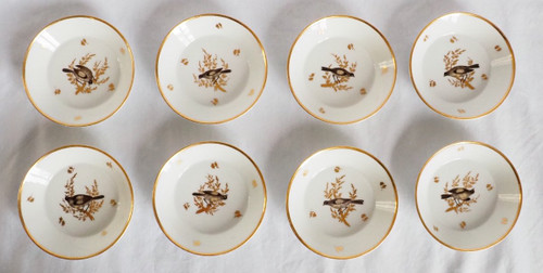 Directoire period Brussels Porcelain Coffee Service: 8 Bird Cups