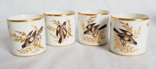 Directoire period Brussels Porcelain Coffee Service: 8 Bird Cups