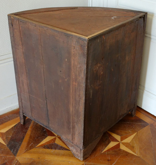 Buffet d'angolo di transizione d'epoca Luigi XV in pregiato intarsio floreale