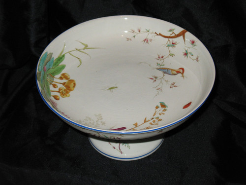 Table service in fine earthenware from Bordeaux, Nella decor with flowers and birds, 19th century