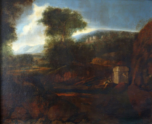 Ecole Flamande De La Fin 17e Ou Début 18e Siècle, Paysage De La Campagne Romaine Hst 87x74cm
