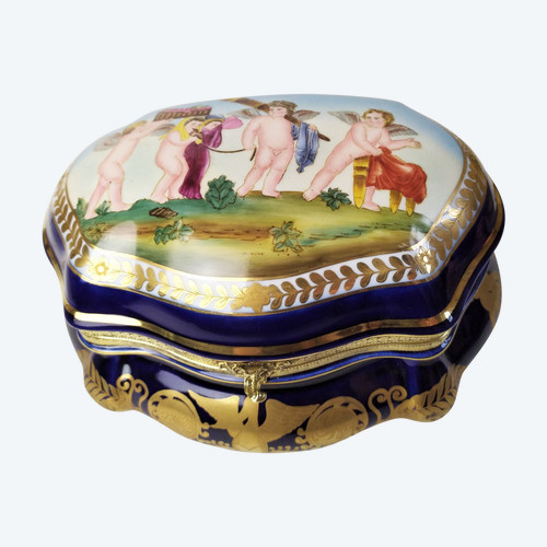 Grande Boîte En Porcelaine  Peinte