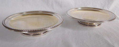 Pair of Louis XVI Style Presentation Plates, Sterling Silver, Minerve Marked